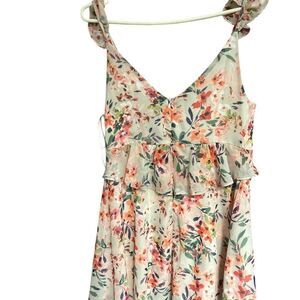 Lulus Women's Floral Ruffle dress or tunic Sleeveless V-Neck Party Size L